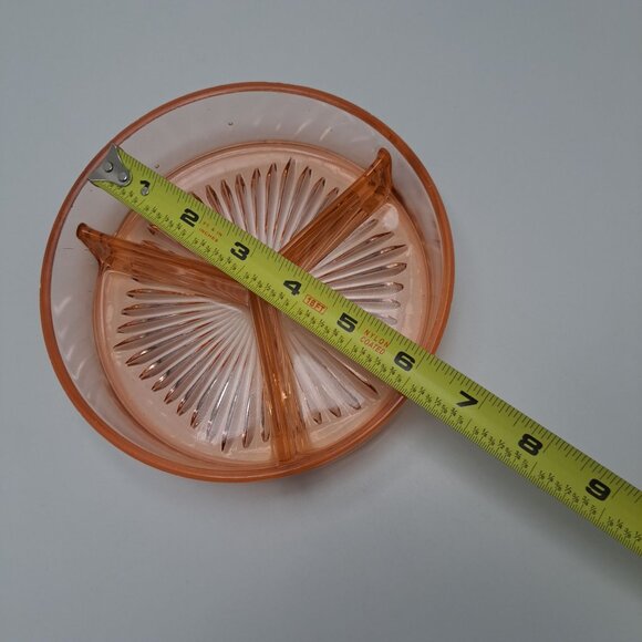 Vintage Pink Depression Glass 3 Section Divided Candy Nut Dish - Picture 8 of 16